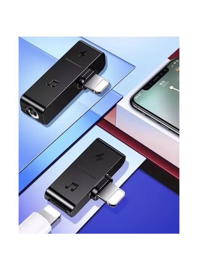 Usams - Lightning To 3.5mm Phone Charging Adapter Black - Image 1