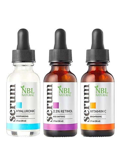 Pack Of 3 Hyaluronic, Retinol And Vitamin C Face Serum Set 90ml