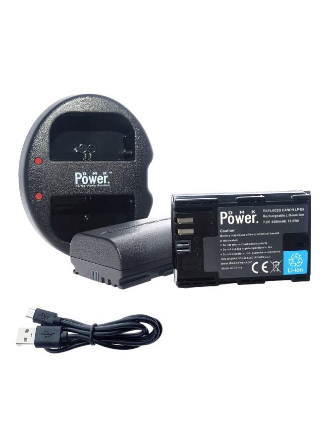 DMK Power Pack Of 4 Battery Charger For Canon Camera Black - Image 1