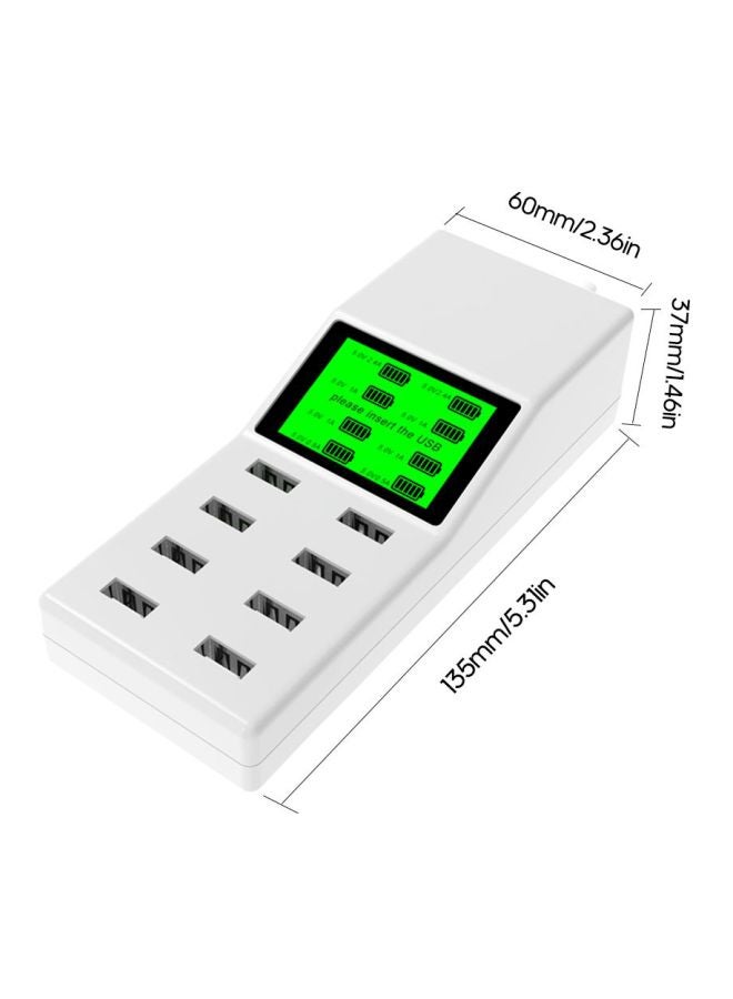 شاحن ذكي رقمي ب8 منافذ USB أبيض/ أسود - Image 2