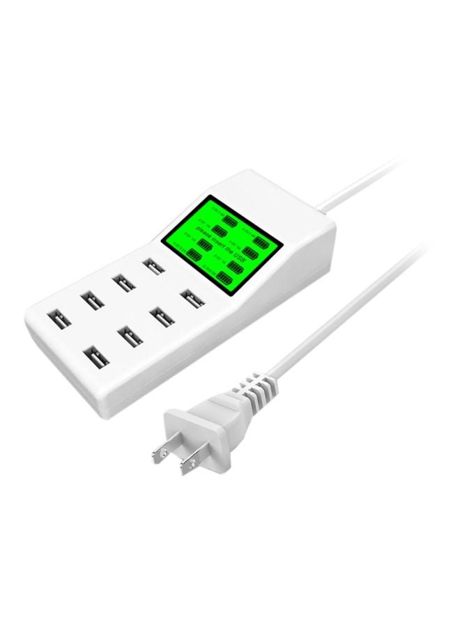 شاحن ذكي رقمي ب8 منافذ USB أبيض/ أسود - Image 1