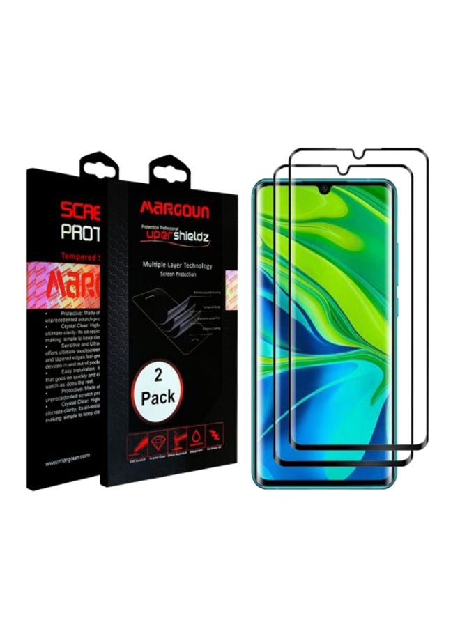 MARGOUN 2-Piece 3D Tempered Glass Screen Protector Set For Xiaomi MI CC9 Pro Clear/Black - Image 2