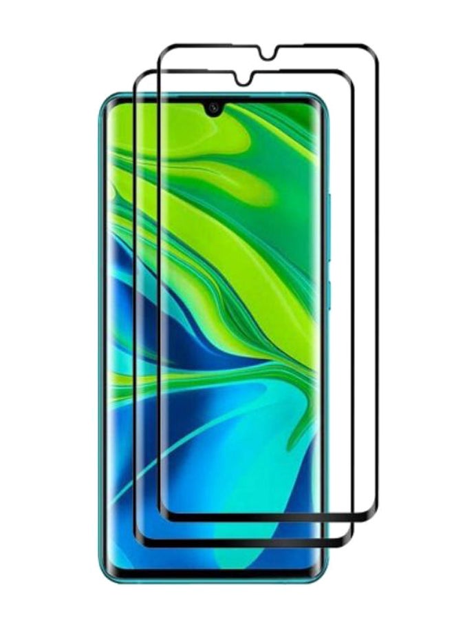 مارجون لاصقة حماية للشاشة ثلاثية الأبعاد من الزجاج المقوى من قطعتين لهاتف شاومي مي نوت 10 برو شفاف/ أسود - Image 1