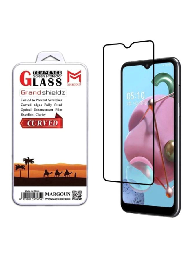 مارجون لاصقة حماية للشاشة من الزجاج المقوى 3D لهاتف إل جي Q51 شفاف/ أسود - Image 2