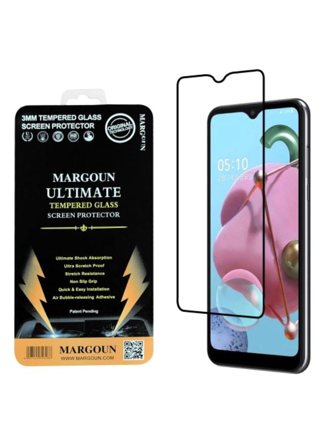 MARGOUN 3D Tempered Glass Screen Protector For LG Q51 Clear/Black - Image 2