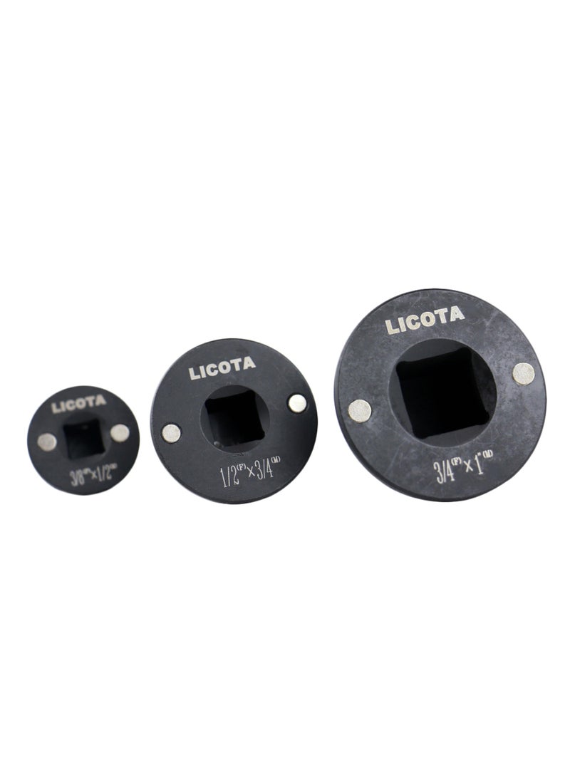 LICOTA 3-Piece Magnetic Flat Type Adaptor Driver Set Black 12x10x15cm  - Image 2