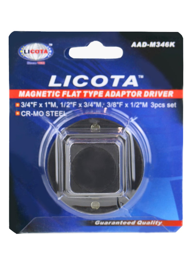 LICOTA 3-Piece Magnetic Flat Type Adaptor Driver Set Black 12x10x15cm  - Image 3