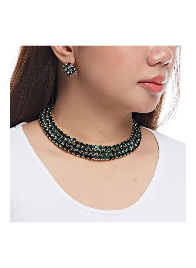 Influence Germany - Classy Stone Studded Necklace And Earrings Set - Image 1