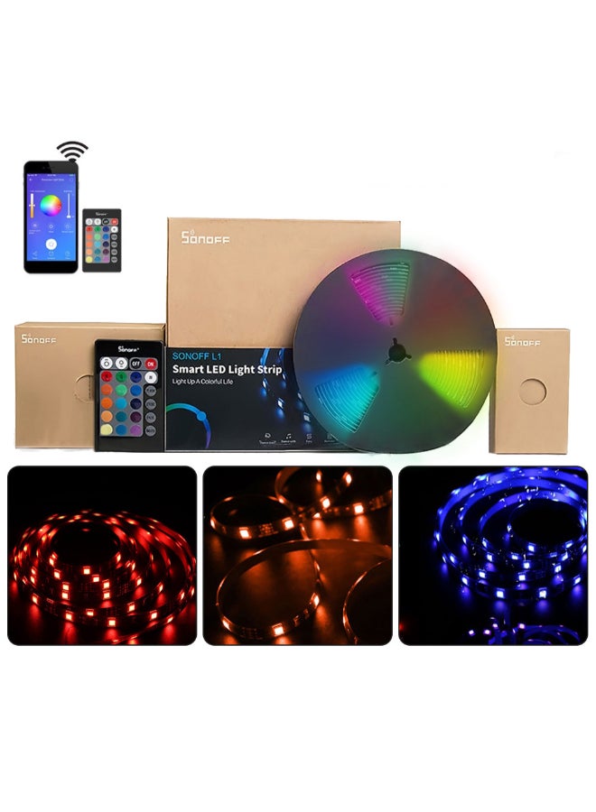 SONOFF - L1 RGB Dimmable Waterproof WiFi Flexible Strip Light For Alexa Google Home Black - Image 1