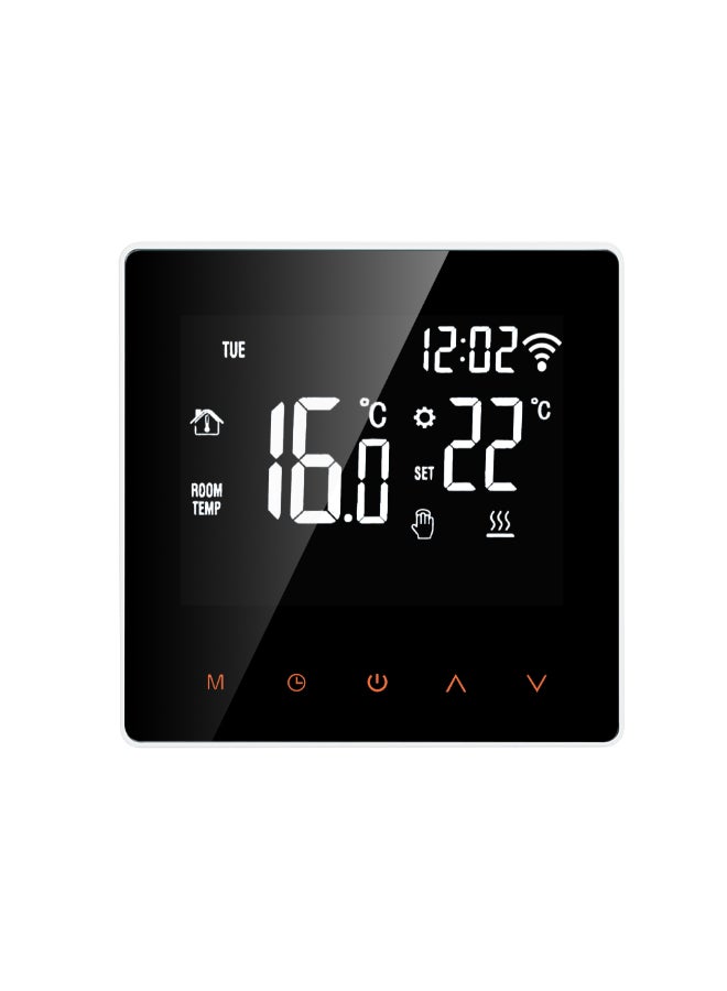 ثرموستات كهربائي لتدفئة الأرضية قابل للبرمجة مزود بشاشة LCD تعمل باللمس ومزود بخاصية الواي فاي أبيض - Image 3