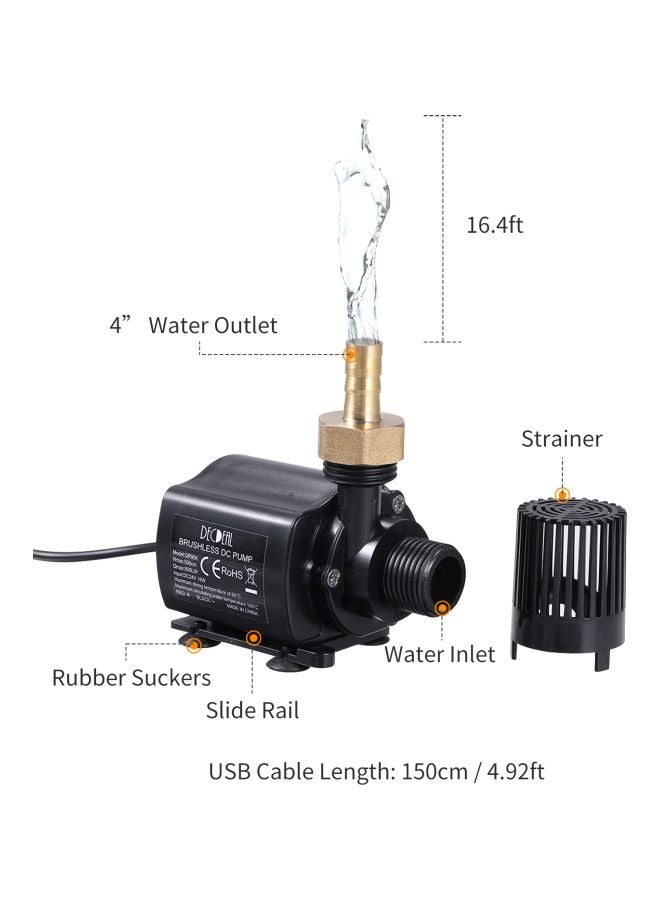 Generic Mini Submersible Water Pump With Clamp Ring Black/Gold/Silver 9.5x5.2x7cm  - Image 2