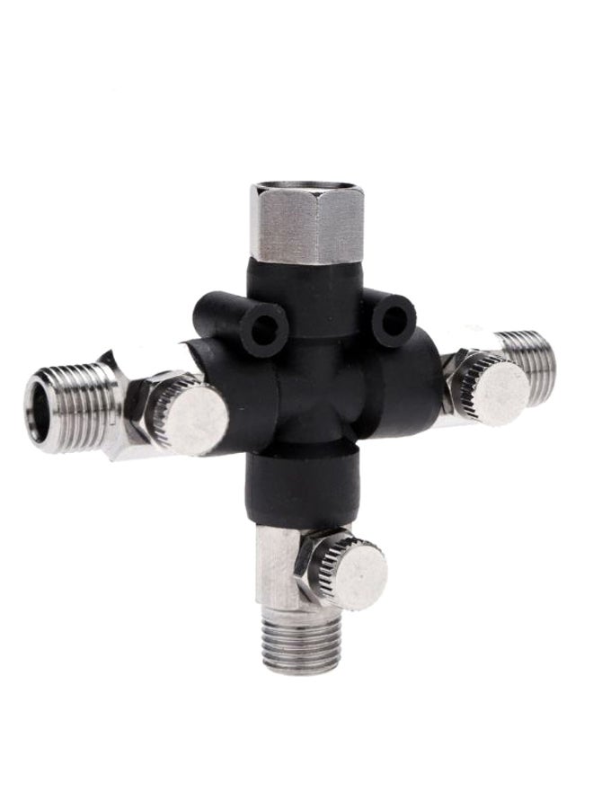 3-Way Air Brush Hose Splitter Black/Silver