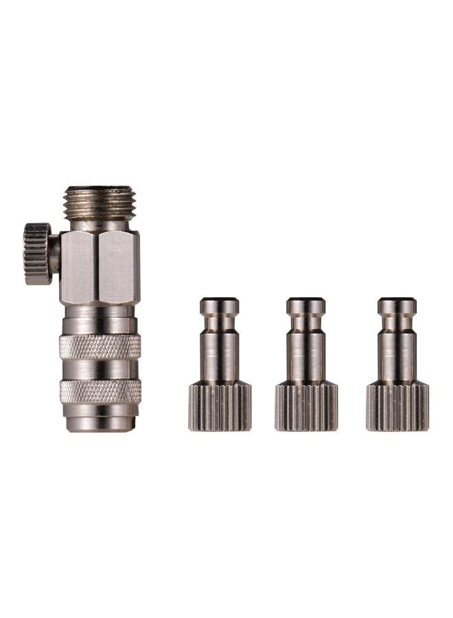 Generic - 3-Piece Airbrush Adapter Connecter With Valve Silver - Image 1
