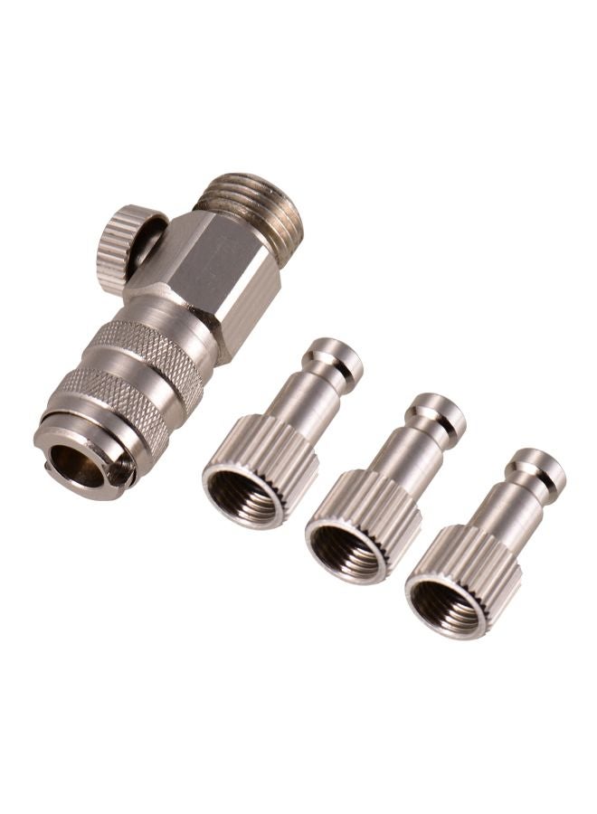 Generic - 3-Piece Airbrush Adapter Connecter With Valve Silver - Image 1