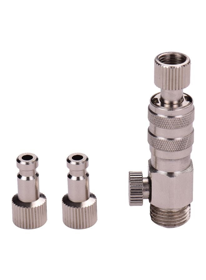 Generic - 3-Piece Airbrush Adapter Connecter With Valve Silver - Image 1