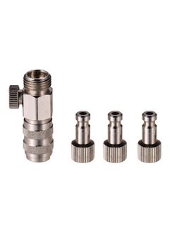 3-Piece Airbrush Adapter Connecter With Valve Silver