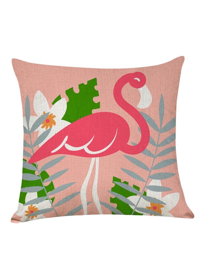 Flamingo Printed Cushion Cover Pink/Green/White 45x45cm - Image 1