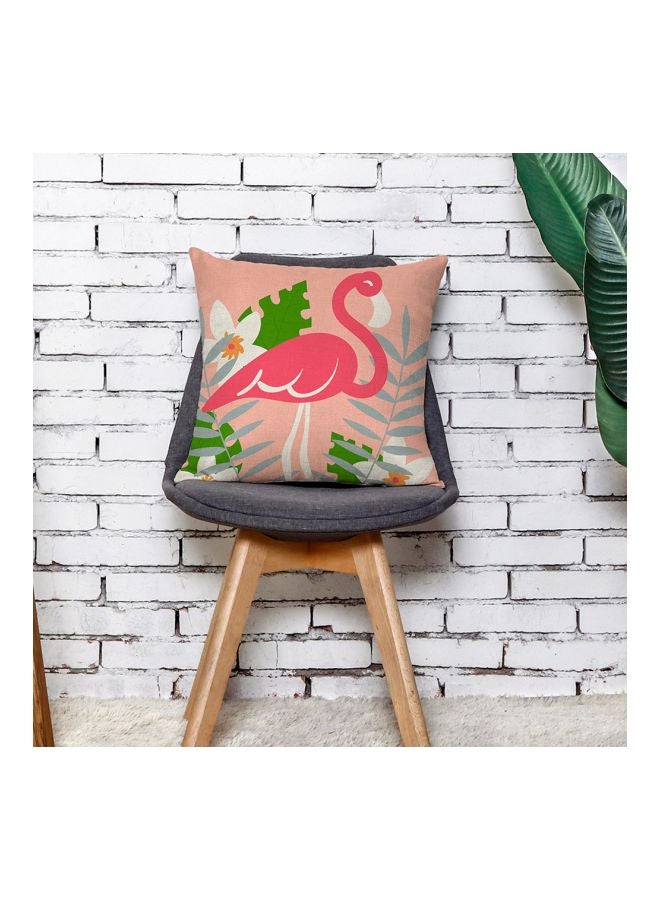 Flamingo Printed Cushion Cover Pink/Green/White 45x45cm - Image 2