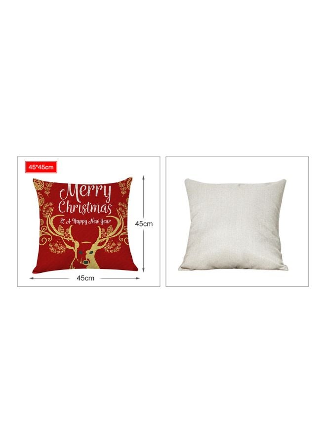 Printed Cushion Cover Red/White/Gold 18x18inch - Image 2
