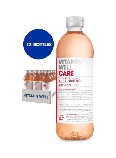 Care Red Grapefruit With Vitamin B12 Plus Biotin And Folic Acid box of 12 bottle x 500 ml