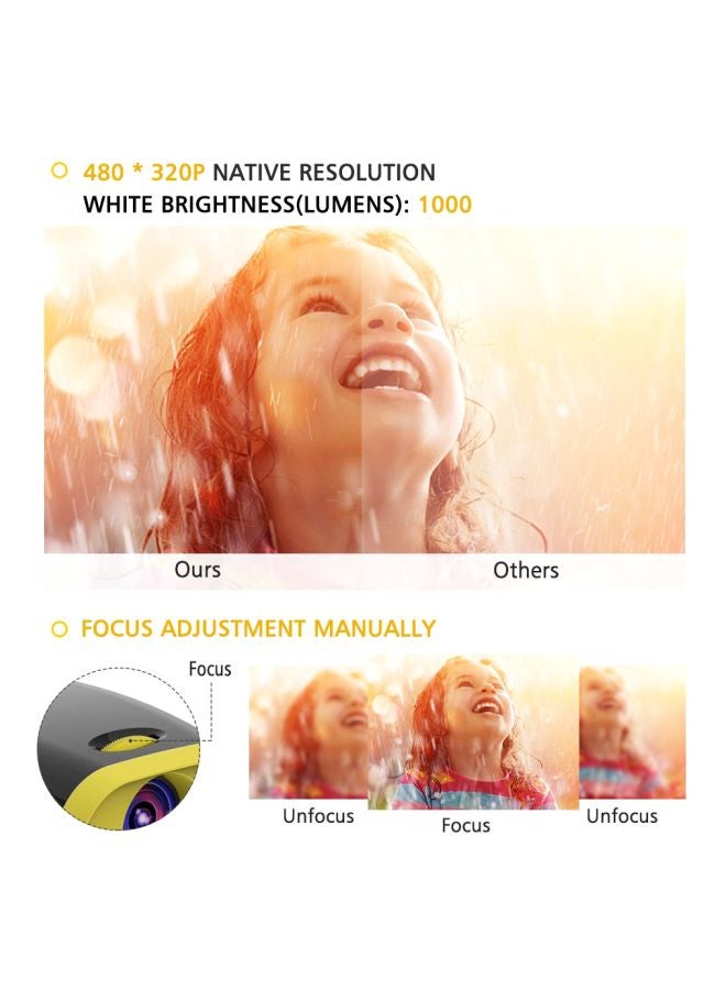 Mini LED Video Projector - UK Plug Black/Yellow - Image 5