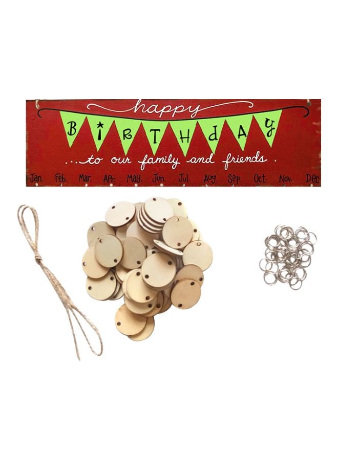 Generic DIY Wooden Birthday Calendar Beige/Red/Green  - Image 1