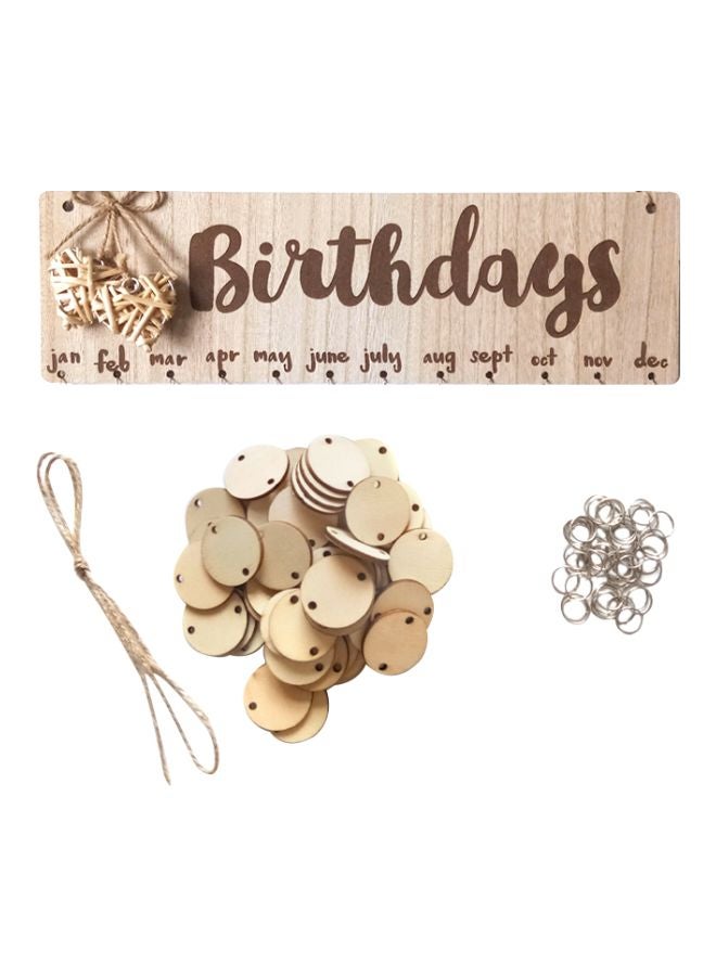 Generic DIY Wooden Birthday Calendar Beige/Brown  - Image 1