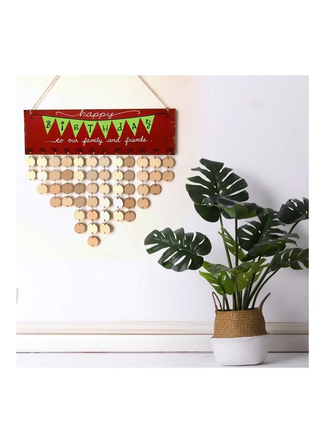 Generic DIY Wooden Birthday Calendar Beige/Red/Green  - Image 3
