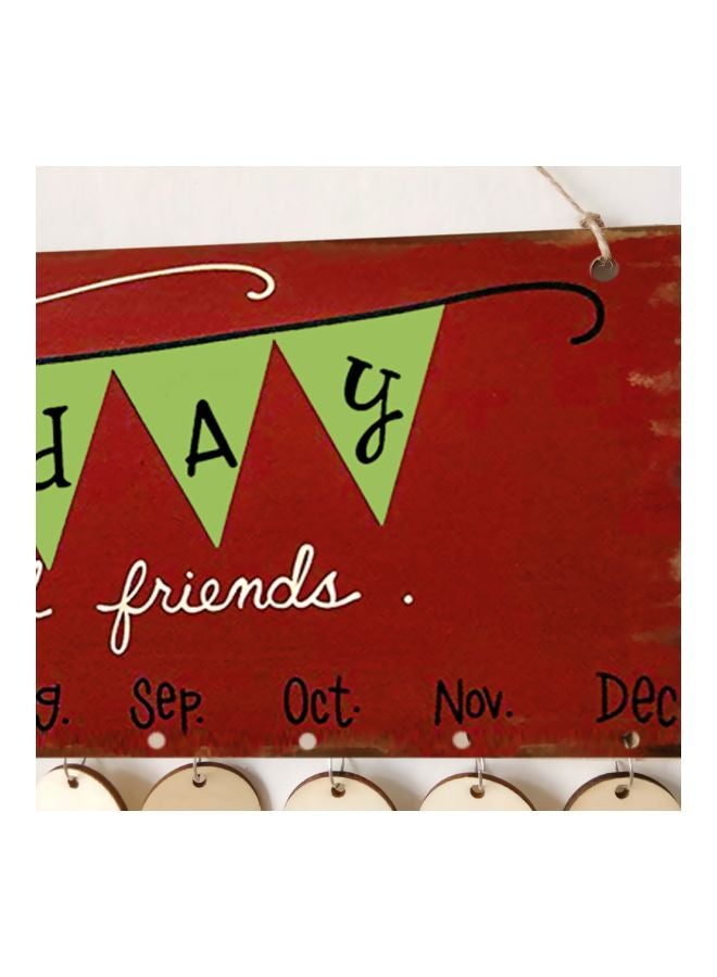 Generic DIY Wooden Birthday Calendar Beige/Red/Green  - Image 4
