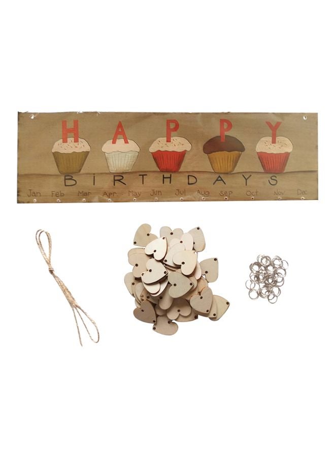 Generic Wooden Birthday Reminder Calendar Board Brown/Red/Blue  - Image 1
