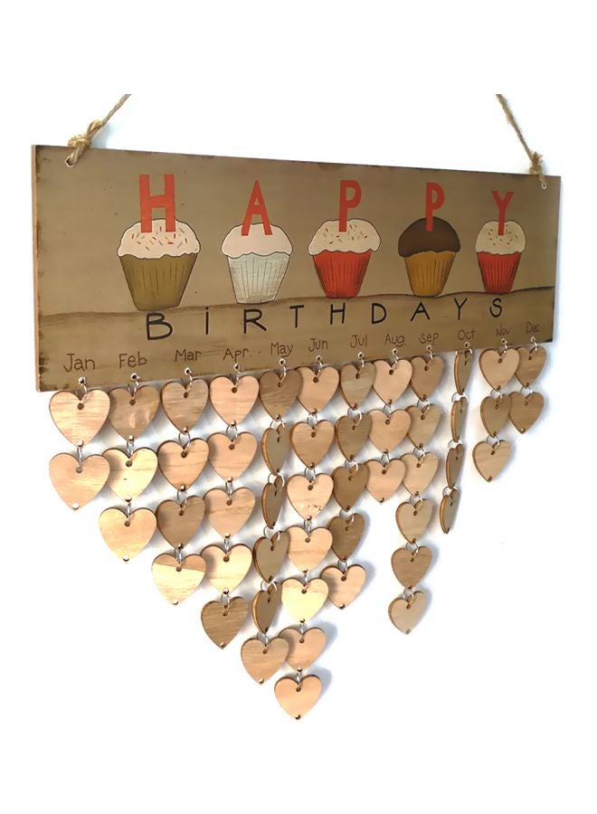 Generic Wooden Birthday Reminder Calendar Board Brown/Red/Blue  - Image 2