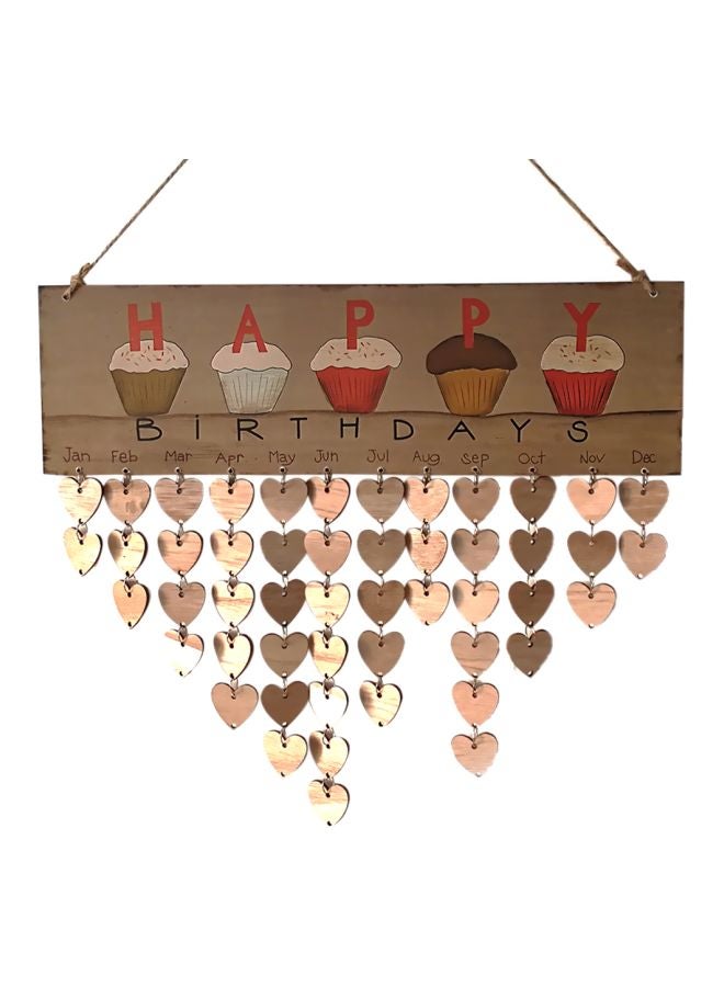 Generic Wooden Birthday Reminder Calendar Board Brown/Red/Blue  - Image 3