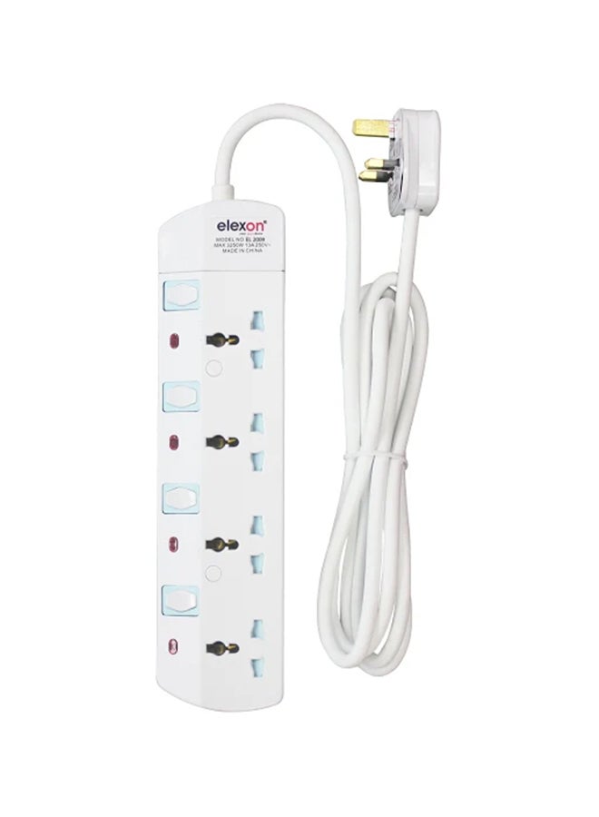 elexon - 4-Way Power Extension Socket White - Image 1
