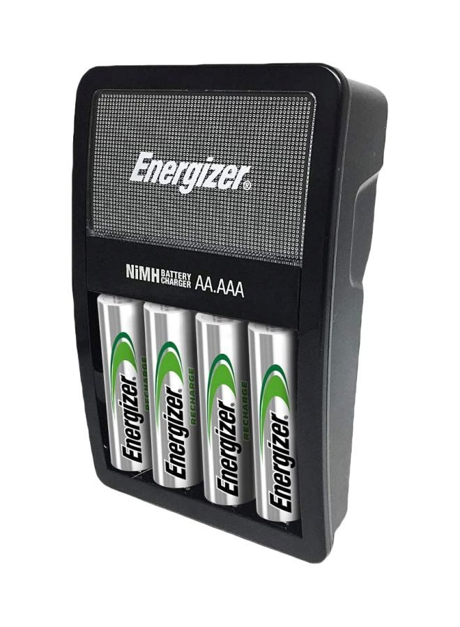 Rechargeable AA and AAA Battery Charger With 4 AA NiMH Rechargeable Batteries Silver/Black/Green - v1590933160/N38340533A_1