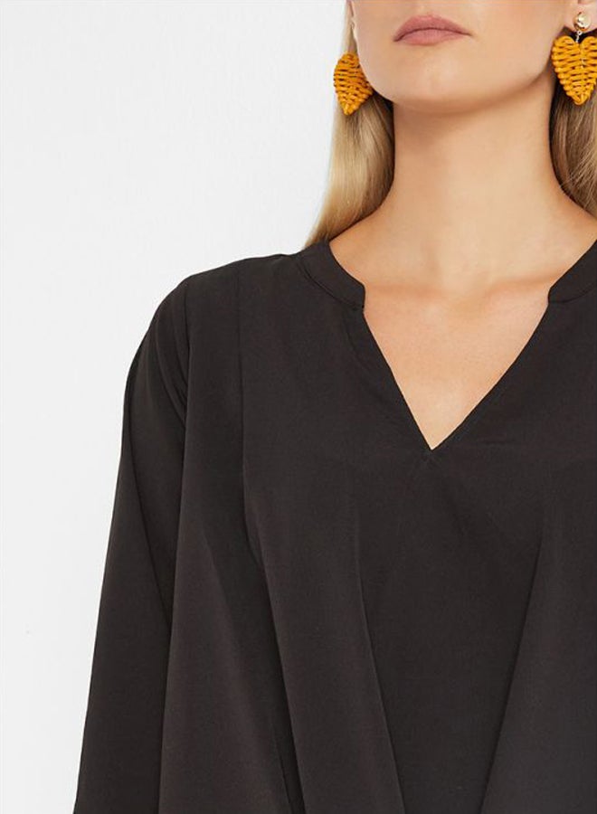 فيرو مودا بلوزة بياقة على شكل حرف V أسود - Image 4