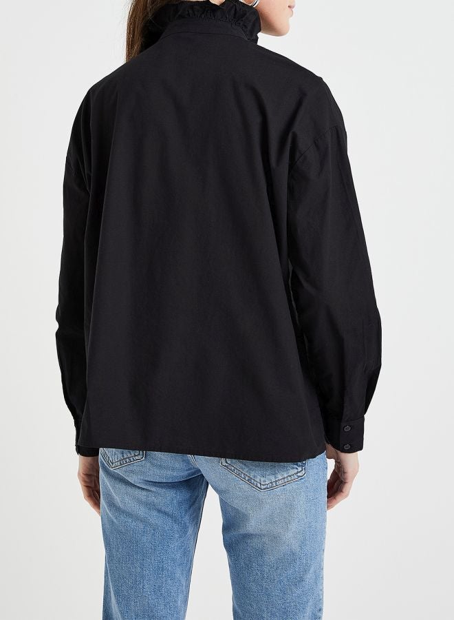 فيرو مودا قميص بتفصيلة كشكش أسود - Image 2