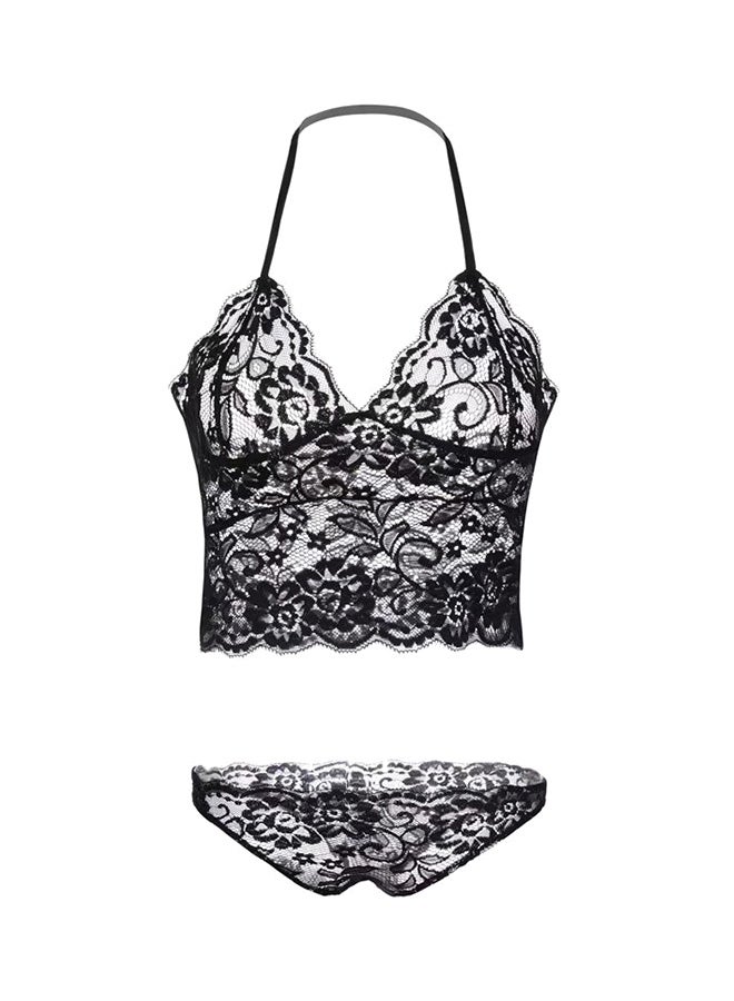 Generic - Embroidery Pattern Upmarket Lingerie Set Black - Image 1
