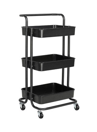 3-Tier Utility Cart Rolling Storage Shelf With Handles 2 Lockable Wheels Black 43X36X87 cm - v1590997692/N38242529A_1