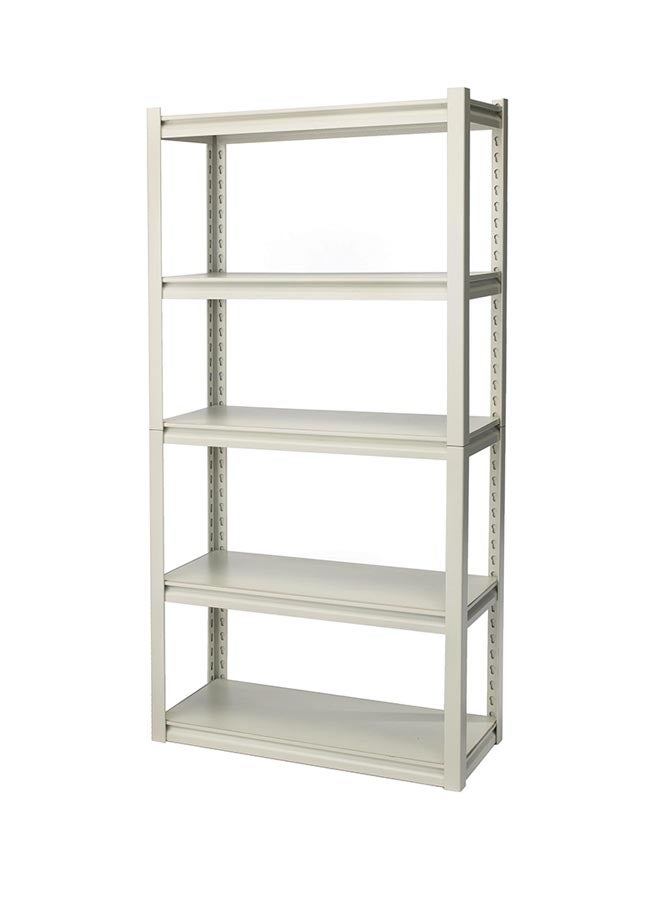 Tactix - 5-Tier Storage Shelves, Industrial Strength Steel, Boltless Assembly, Adjustable Shelving Units, Hold Upto 227 Kg, Shed Warehouse Basement, Garage, White, Size: 76W X 30.5D X 152H Cm- 329001 White 30x12x60inch - Image 1