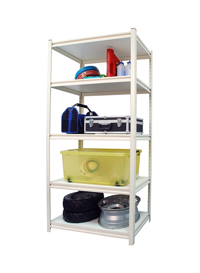 Tactix - 5-Tier Storage Shelves, Industrial Strength Steel, Boltless Assembly, Adjustable Shelving Units, Hold Upto 227 Kg, Shed Warehouse Basement, Garage, White, Size: 76W X 30.5D X 152H Cm- 329001 White 30x12x60inch - Image 1