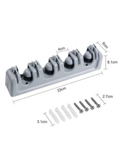 Generic Mop And Broom Holder, Wall Mounted Organizer Mop And Broom Saving Space Storage Rack For Kitchen Garden And Garage,Laundry Offices,5 Position With 6 Hooks Multicolour 33x6x8.1cm  - Image 3