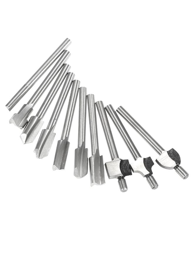 10-Piece Woodworking Mini Router Bit Set Silver  - Image 2