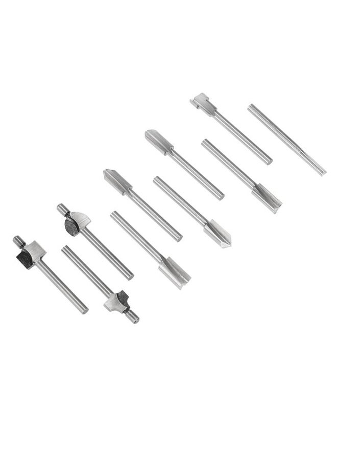 10-Piece Woodworking Mini Router Bit Set Silver  - Image 3