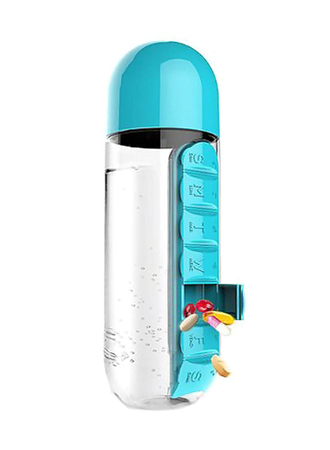 2-In-1 Water Bottle With Pill Box Organizer Blue/Clear 23.5 x 6.9cm - Image 2