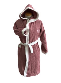 Banotex Kids Hooded Bath Robe For 4 Years Pink/White XS  - Image 1