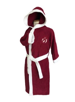 Banotex Kids Hooded Bath Robe For 4 Years Maroon/White XS  - Image 2