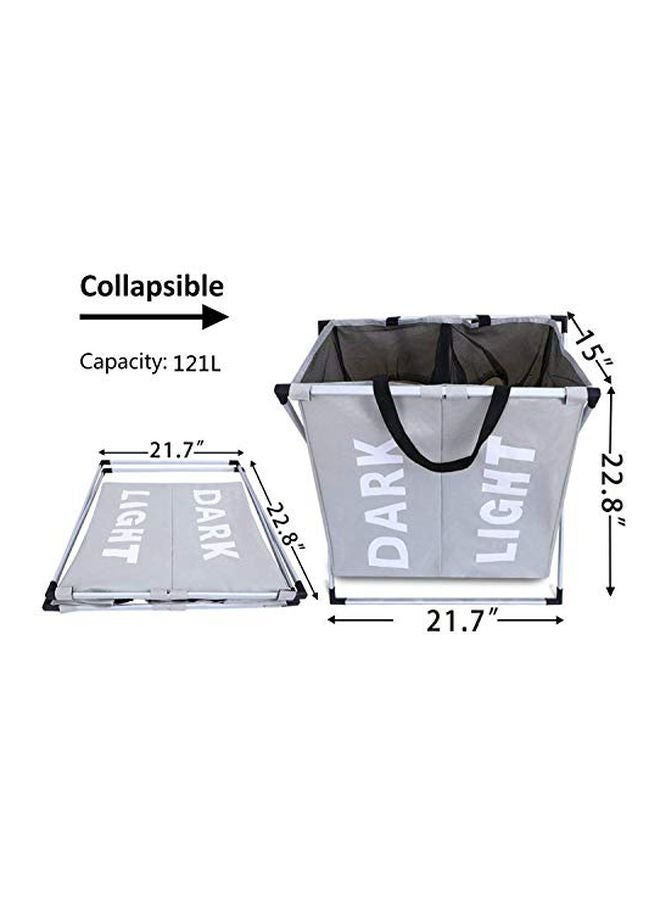 WISHPOOL 2-Section Foldable Laundry Storage Basket Grey/White/Black 22.4x23.6x15inch - Image 3