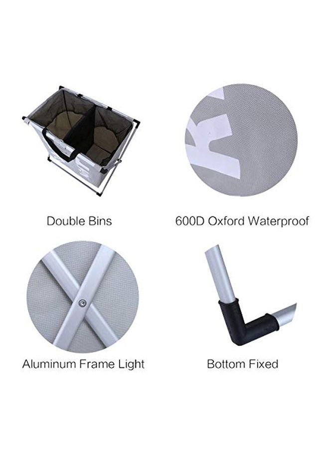 WISHPOOL 2-Section Foldable Laundry Storage Basket Grey/White/Black 22.4x23.6x15inch - Image 4