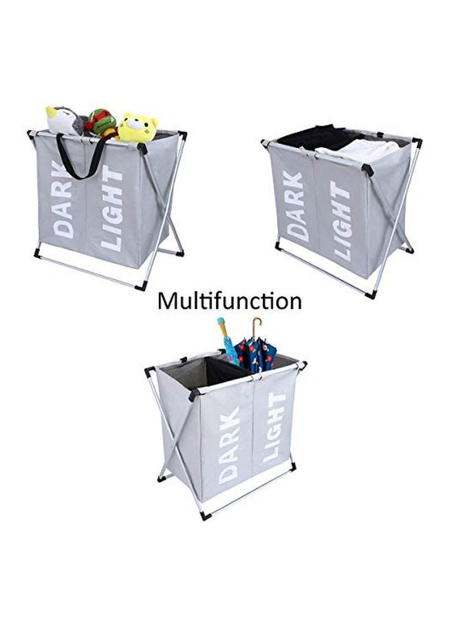 WISHPOOL 2-Section Foldable Laundry Storage Basket Grey/White/Black 22.4x23.6x15inch - Image 5