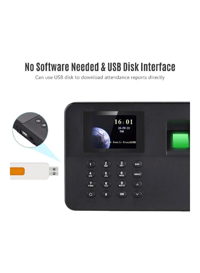 Generic - Biometric Fingerprint Attendance Machine Black - Image 1